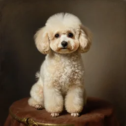 baroque rococo painting The Royal Poodle  portrait Greg Hildebrandt high detail cute puppy