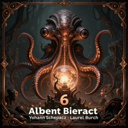 a detailed digital art of an alien creature with multiple eyes and tentacles emerges from a glowing orb in the center of a dark, foreign landscape,by Albert Bierstadt, Yohann Schepacz and Laurel Burch,style of grim dark, Kai Fine Art, chiaroscuro, dark academia, copper patina,detailed, ornate, maximalist, 8k, cinematic, compositing, post processing, award winning art,artstationHQ,artstationHD,--number 6