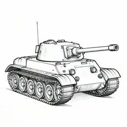 one-line drawing of a toy battletank