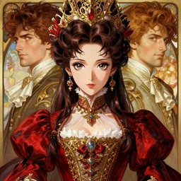 symmetry!!!!!! beautiful anime victorian queen close portrait, wearing ornate clothing, scarlet johanson, highly detailed, expressive realistic eyes anime, dynamic lighting, digital art, digital painting, artstation, wlop, sharp focus, illustration, art by artgerm and greg rutkowski and alphonse mucha, 8 k