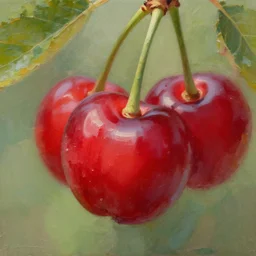 beautiful aesthetic inspirational digital oil painting of a close - up cherry, by greg rutkowski, ultra detailed, fine details, trending on artstation