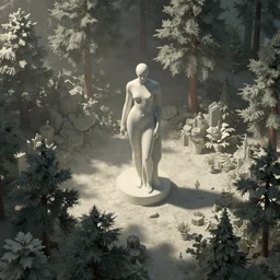 a stunning muted vaporwave forest by alexander archipenko, isometric, volumetric lighting
