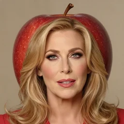 an apple wearing christina applegate's face