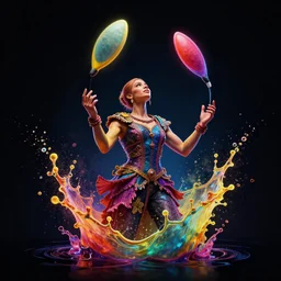 juggling splash art graphic design color splash high contrasting art, fantasy, highly detailed, art by greg rutkowski