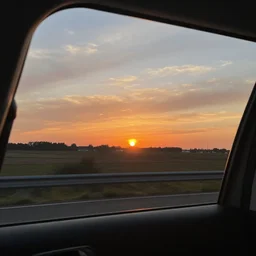 beautiful sunset from inside over first person