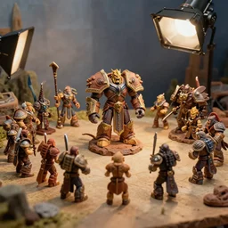 a photo of a stopmotion animation filming set of warcraft