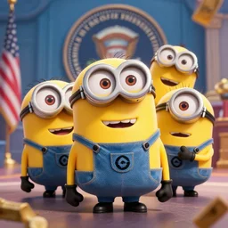 minions assumed the us presidency in 2 0 2 8 after a coup d'etat, painting, very detailed, dynamic light, unreal engine