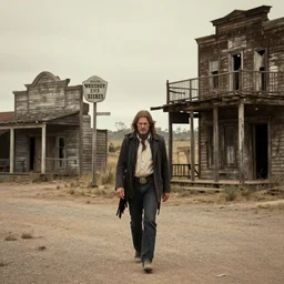 dolores, west world, walking through an abandoned western town