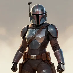 lady mandalorian with big chest, 4 k, art station
