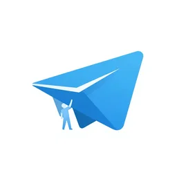 The new Telegram logo in the form of a man launching a paper airplane, streamlined shape, streamlined shape, modern plane design, with streamlined white background, symmetrical shape, high quality,