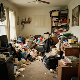 room filled with stuff by hoarder