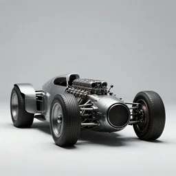 automobile, studio, futuristic, art style by pablo carpio, car design by vergil exner, vintage car, industrial design concept, big engine, full view. blank background.