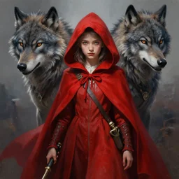 digital _ painting _ of _ little red riding silk hood wolf slayer _ by _ filipe _ pagliuso _ and _ justin _ gerard _ unsymmetric _ ballad _ highly _ detailed _ unrealistic _ intricate _ port