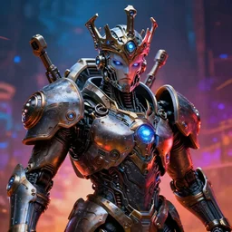 portrait of adeptus mechanicus, wearing eldritch cyber crown, cinematic, intricate details, unreal engine 5, rule of three, vivid colors, dynamic lighting, by claude monet and marco bucci