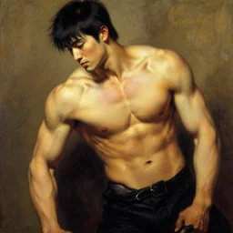 muscular male, painting by j. c. leyendecker, yoji shinkawa, katayama bokuyo
