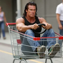 macho man randy savage driving a shopping cart, movie still, from the new fast and furious movie, 8 k, realistic