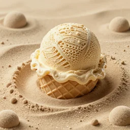 icecream made from sand, handsome, intricate, detailed, volumetric lighting, scenery, digital painting, highly detailed, artstation, sharp focus, illustration, concept art, 8 k, no blur