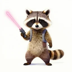 racoon holding a laser gun, guardians of the galaxy style, centered award winning watercolor pen illustration, by range murata