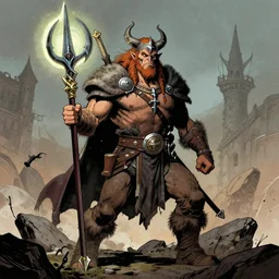 a mix between a barbarian and a warlock, male, by al feldstein