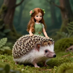 full length beautiful hedgehog - girl, forest style studio shot, professional photographer, many details, super realistic, high quality, 8 k