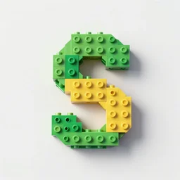 s letter, _ aligned centre between letters, s letter, made of lego