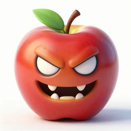 an evil apple, menacing piece of fruit