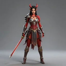 full body photo of a female devil warrior