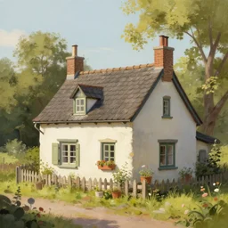 a beautiful matte painting of a little cottage, trending on artstation