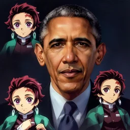 barack obama as d & d character, smooth face, starwars, concept sheet, painting by gaston bussiere, demon slayer, akiri toriyama, dramatic lighting, anime