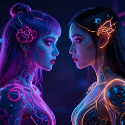 conflicting vibes locked in endless psychic opposition, detailed, unity, neon, beautiful