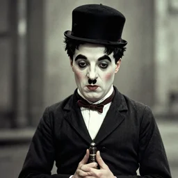 artwork of charlie chaplin, masterpiece, detailed, bladerunner 2049 style