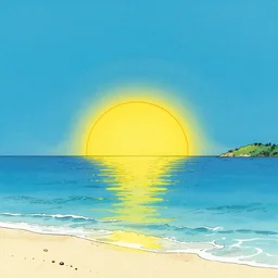 rising sun on the caribbean bay, by leonid afremov and moebius