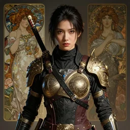studio portrait of ninja gaiden female, human structure, concept art, intricate detail, art and illustration by a. k. a limha lekan a. k. a maxx soul and tan zi and ayanamikodon and alphonse mucha and irakli nadar, global illumination
