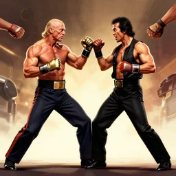 Chuck Norris fights Steven Seagal, digital art