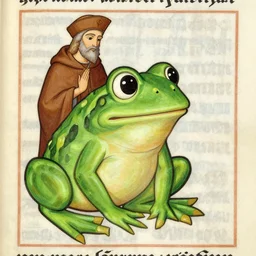 page from a 1 4 th century monk's illustrations of the holy!! pepe the frog!!