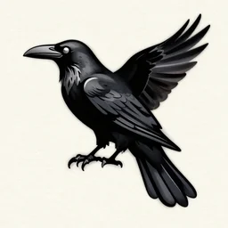 Tattoo Design crow Raven, bold strong lines very highly aesthetic