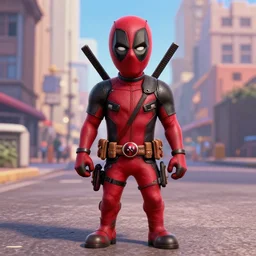 Deadpool As seen in Pixar animated movie toy story . 4K quality super realistic