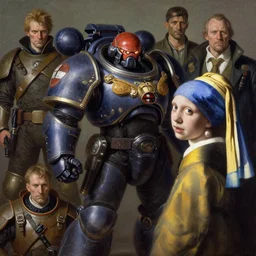 full character portrait max mad cyberpunk warhammer 4 0 k, medic sapper not the girl with the pearl earring character design, painting by gaston bussiere, katsuya terada, wyeth, greg rutkowski, craig mullins, ( ( ( ( ( vermeer ) ) ) ) ), frank frazetta, mucha, tom of finland, trending on artstation