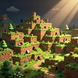 3D terraria landscape in the style of studio ghibli