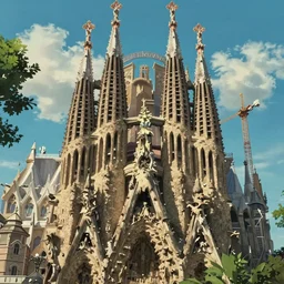 a shot of a barcelona as a baroque city in howl's moving castle movie, movie shot, anime, hightly detailed, rescalated 4 k, detailed