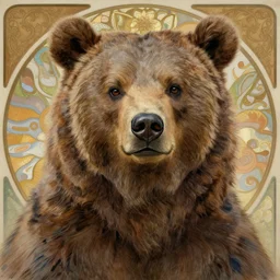 painted closeup portrait of bear man, masculine, young, charming, majestic, fantasy, intricate, elegant, extremely detailed digital painting, concept art, sharp focus illustration art by alphonse mucha, charcoal on canvas