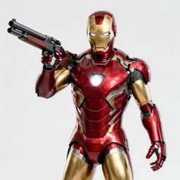 iron man with a shotgun, 4k realistic photo