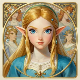 portrait of disney zelda, intricate, elegant, highly detailed, my rendition, digital painting, artstation, concept art, smooth, sharp focus, illustration, art by artgerm and greg rutkowski and alphonse mucha and uang guangjian and gil elvgren and sachin teng, symmetry!!