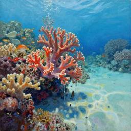a painting of the coral reefs, melting
