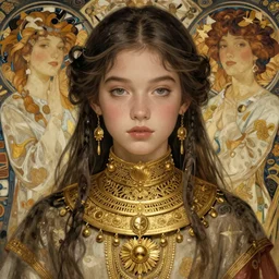 willow smith ancient libu young girl, intricate, highly detailed, golden collar, artstation, digital illustration, orientalism, bouguereau, mucha, ruan jia, rutkowski