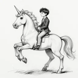 unicorn sketch by george stubbs, skottie young, hikari shimoda, b & w