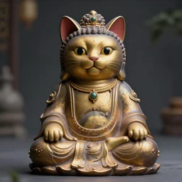 Amazing buddha cat meditating popular generated by artificial intelligence, 8K UHD, trending on artstation, extremely detailed