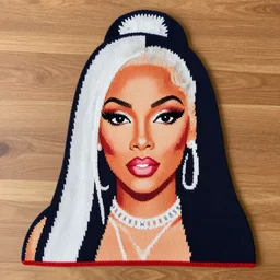 a hand-knitted portrait of Nikki Minaj —n 6