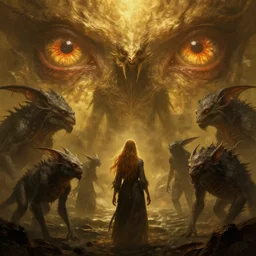 epic professional digital art of hungry eyes, ambient golden light, painted, mysterious, cinematic seaside terrifying animals scene, person, eerie, mythic, detailed, intricate, grand, leesha hannigan, wayne haag, reyna rochin, ignacio fernandez rios, mark ryden, van herpen, artstation, cgsociety, epic, stunning, gorgeous, wow wow detail