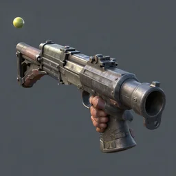 single shot air powered weapon that fires marbles, from the fallout franchise, 3 d render, complex - n 6